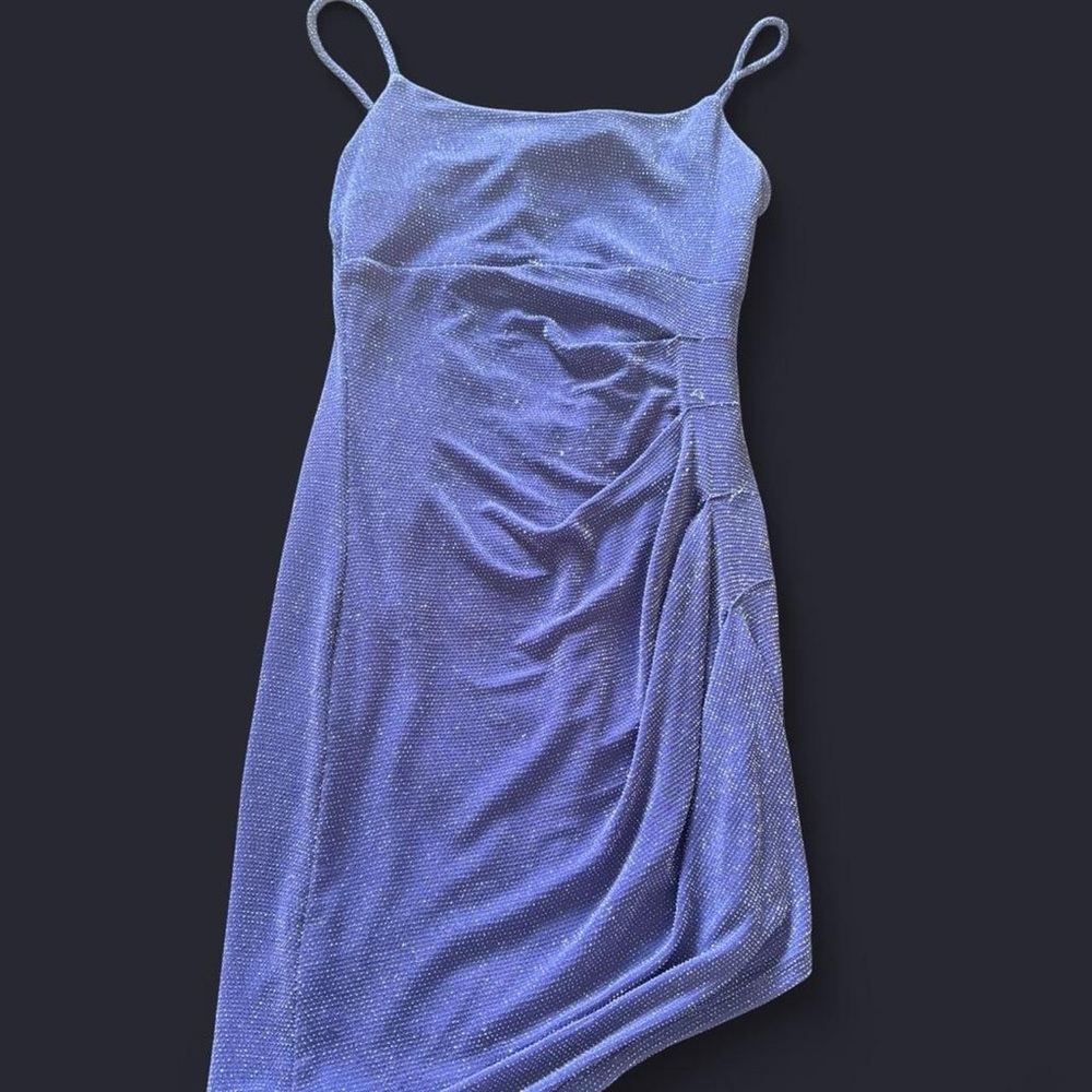 Windsor Lavender Sparkle Slip Dress with Side Ruching